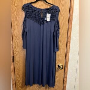 Lane Bryant Purple Dress with Lace Embellishment Cut out Shoulder NWT 18/20